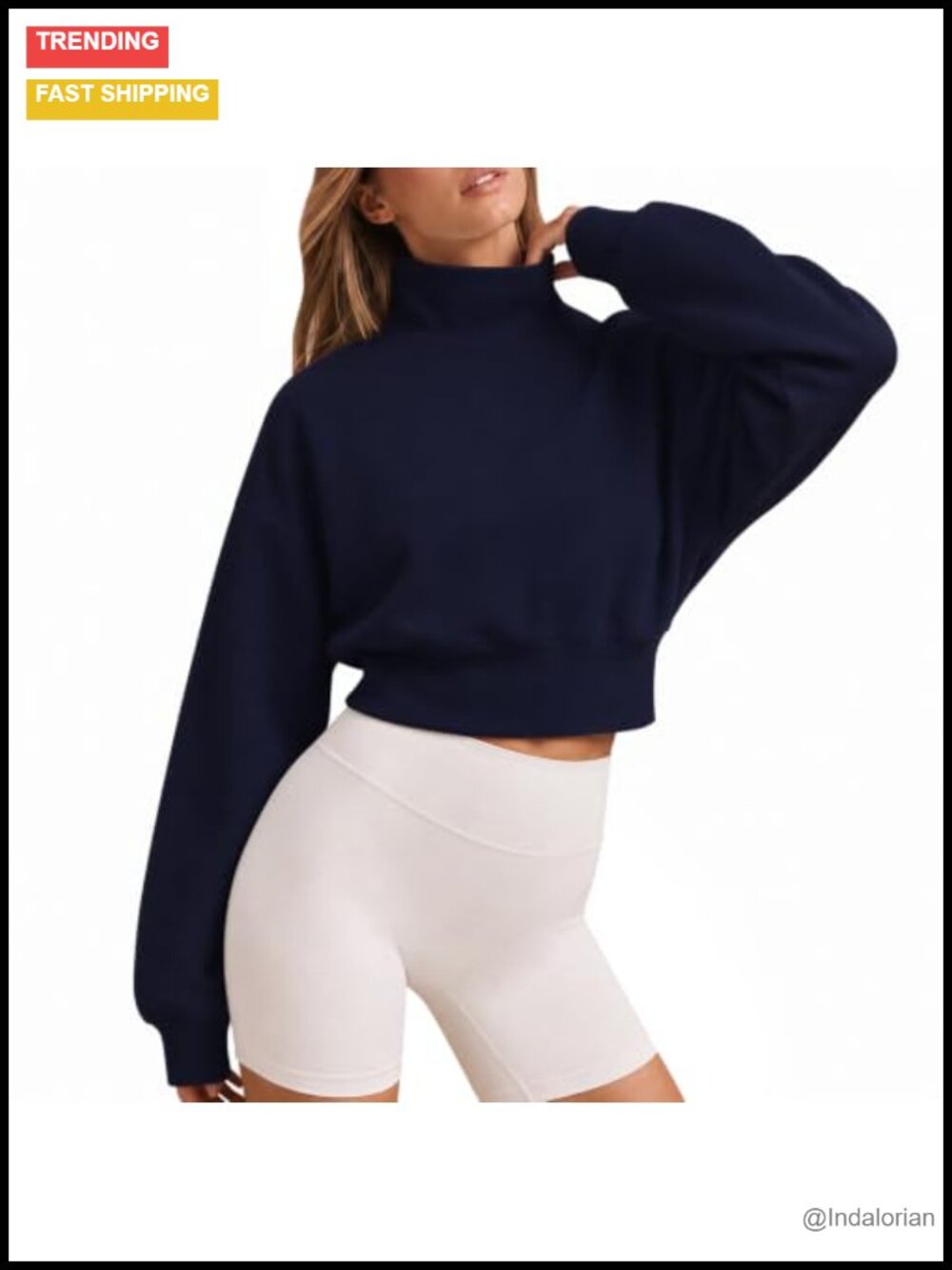 Gihuo Mock Neck Sweatshirt Modal Fleece Lined Cropped Pullover